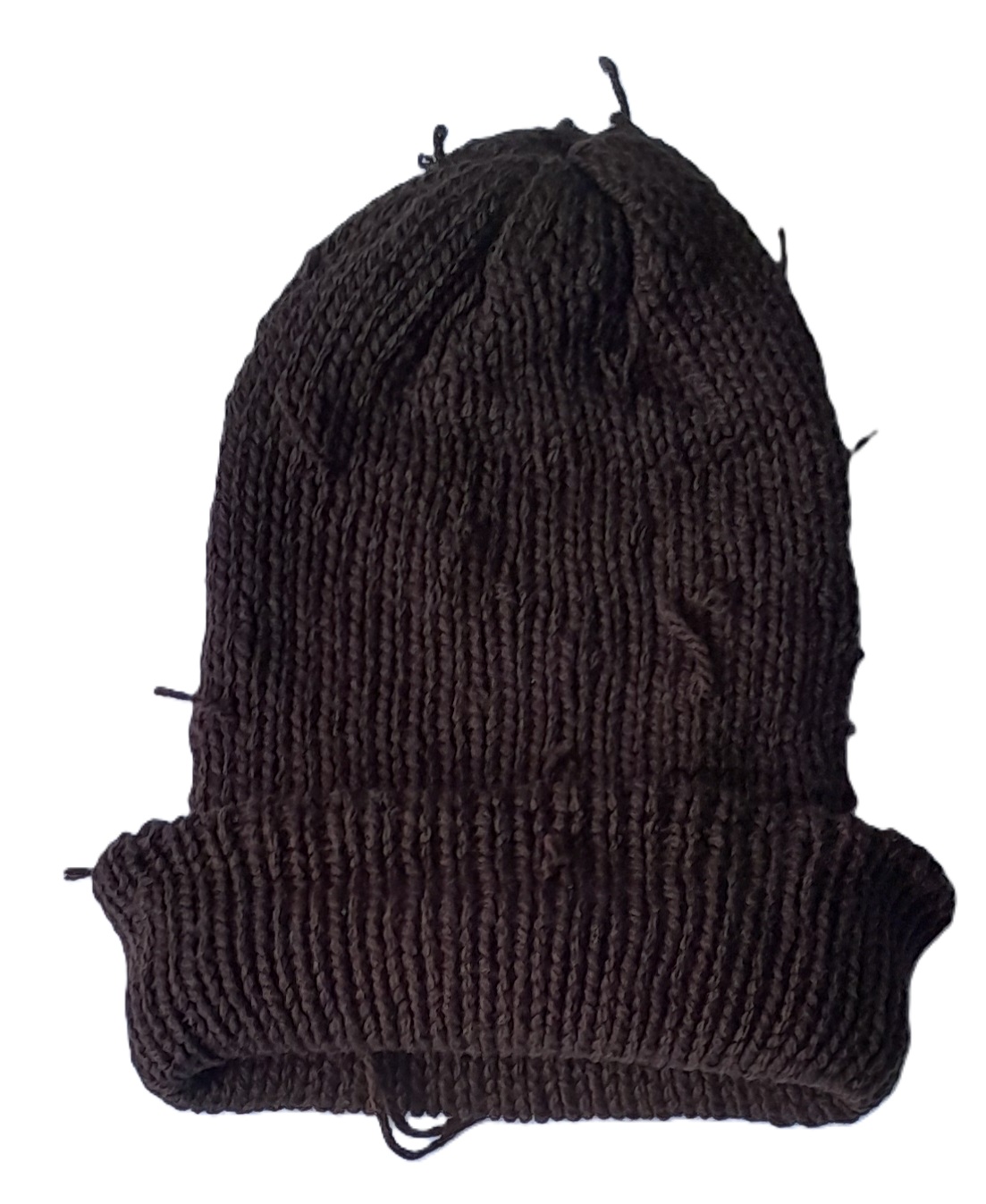 Funky-Hairy Double Layer Dark Brown Beanie